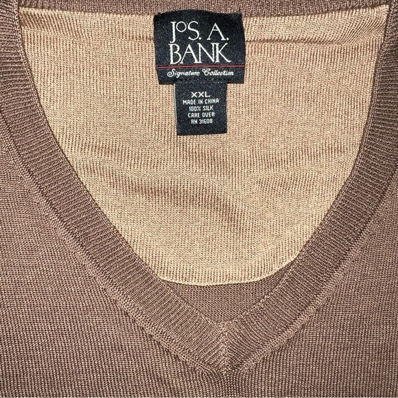 Men's Brown V-Neck Sweater 100% Silk XXL - Picture 4 of 6